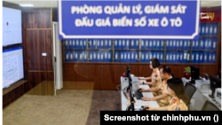 Đấu giá biển số đẹp. (Hình: Screenshot từ chinhphu.vn)