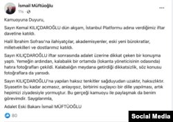 İsmail Müftüoğlu'nun açıklaması