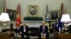 President Donald Trump meets with Turkish President Recep Tayyip Erdogan in the Oval Office of the White House in Washington, May 16, 2017. 