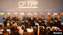 Các đại diện thành viên thuộc TPP chụp hình tại Santiago, Chile, ngày 8 tháng Ba.